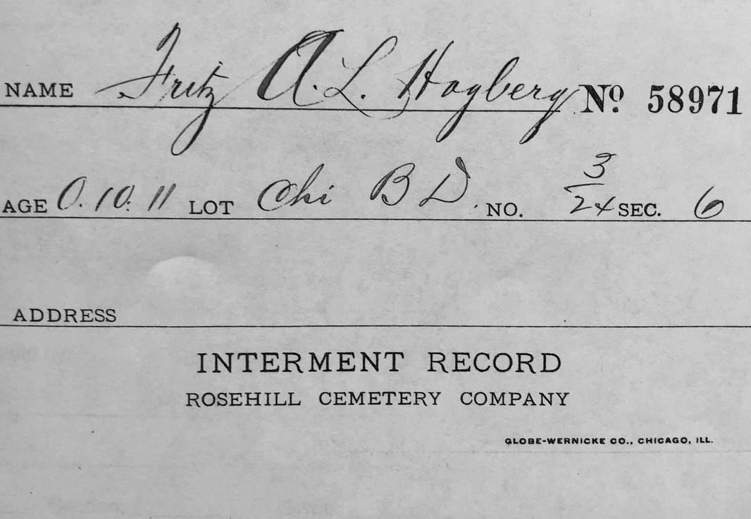 An interment record from Rosehill Cemetary company